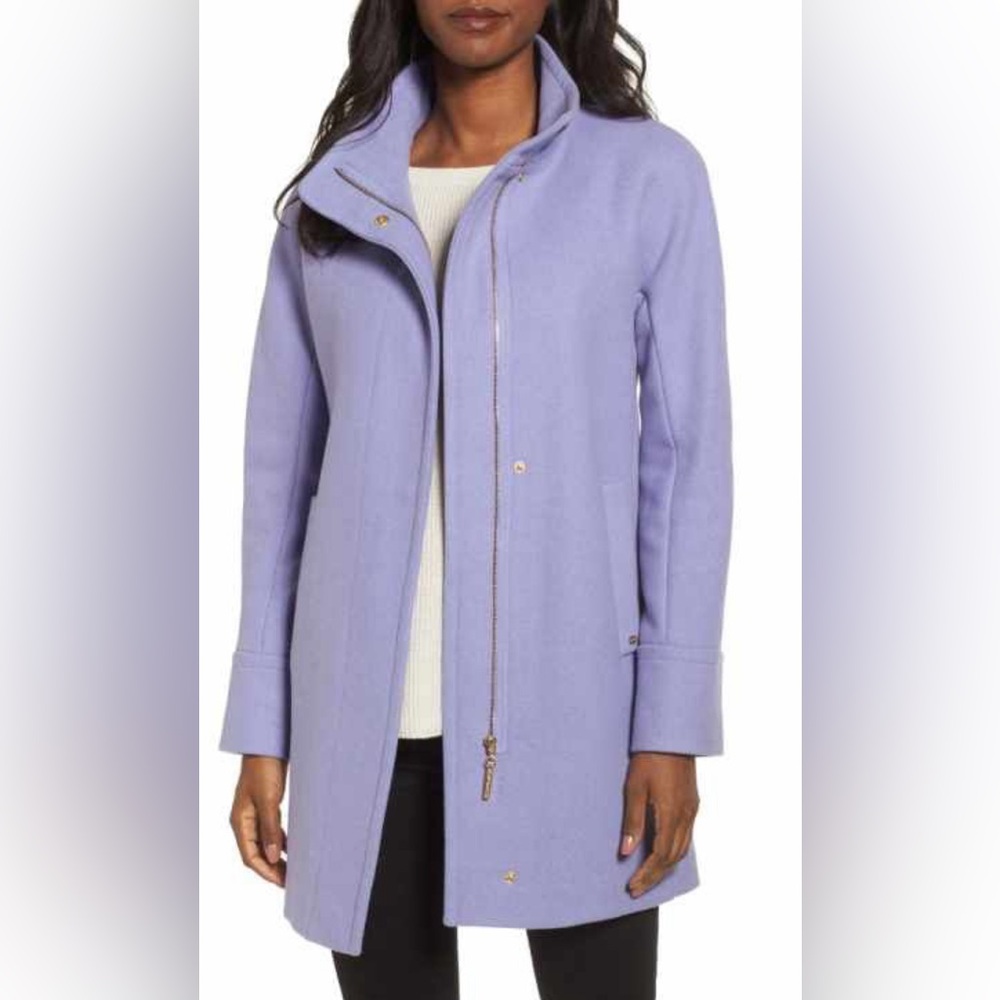 Ellen Tracy Lilac Purple Women's Wool-Blend Coat with Funnel Neck Size 2